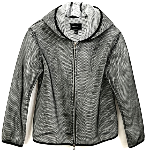 Nwot Tonia Debellis Designer Longsleeve Mesh Hooded Zip Front Jacket - Picture 16 of 16